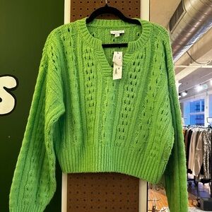 Topshop Bright Green V-Neck Sweater